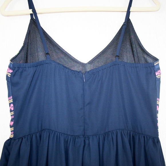 Tribal Print Navy Chiffon Fit & Flare Dress NWOT - Picture 5 of 8